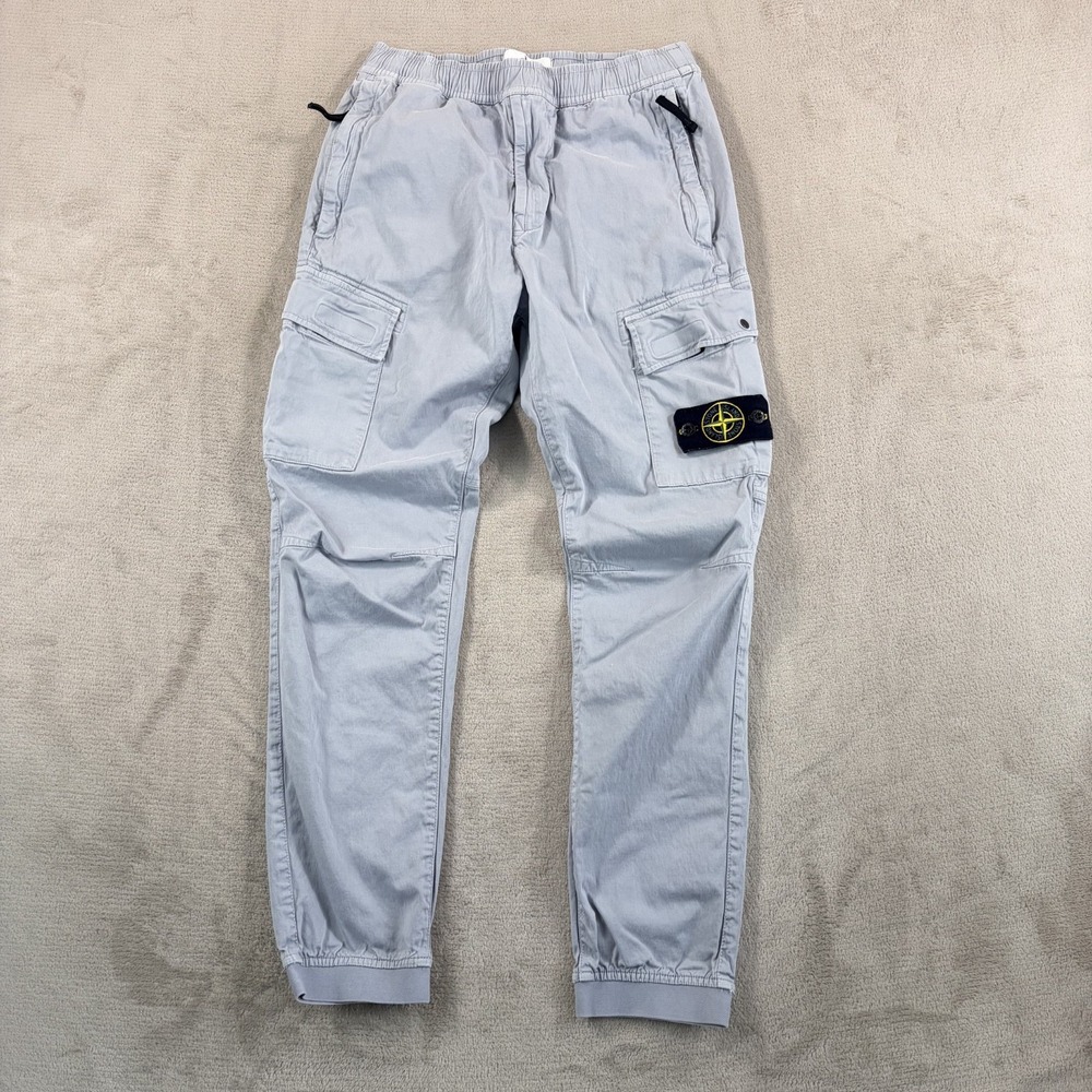 STONE ISLAND Garment Dyed RE-T Cargo Jogger Pants in Grey Wool Blend Men 29x27